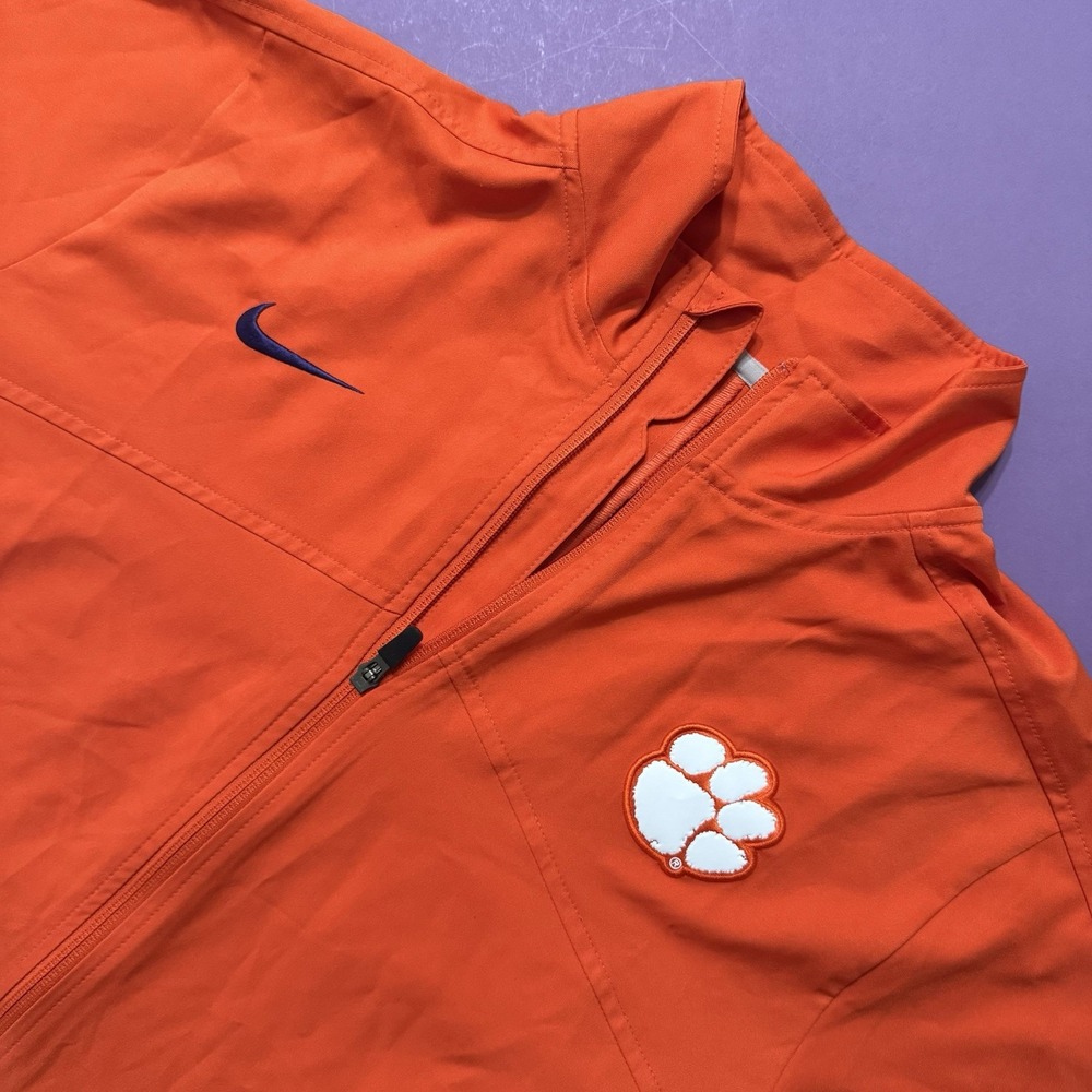 Nike Clemson Tigers Jacket Men Orange Dri Fit Full Zip Purple Swoosh Size Medium